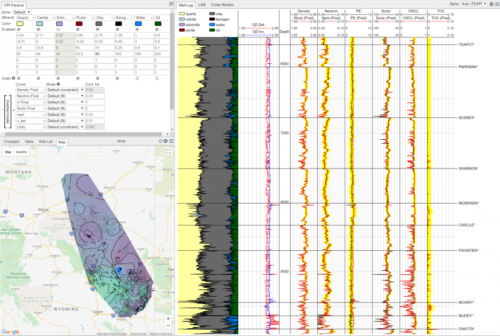 Danomics petrophysical software offers features such as the mineral inversion model shown here.